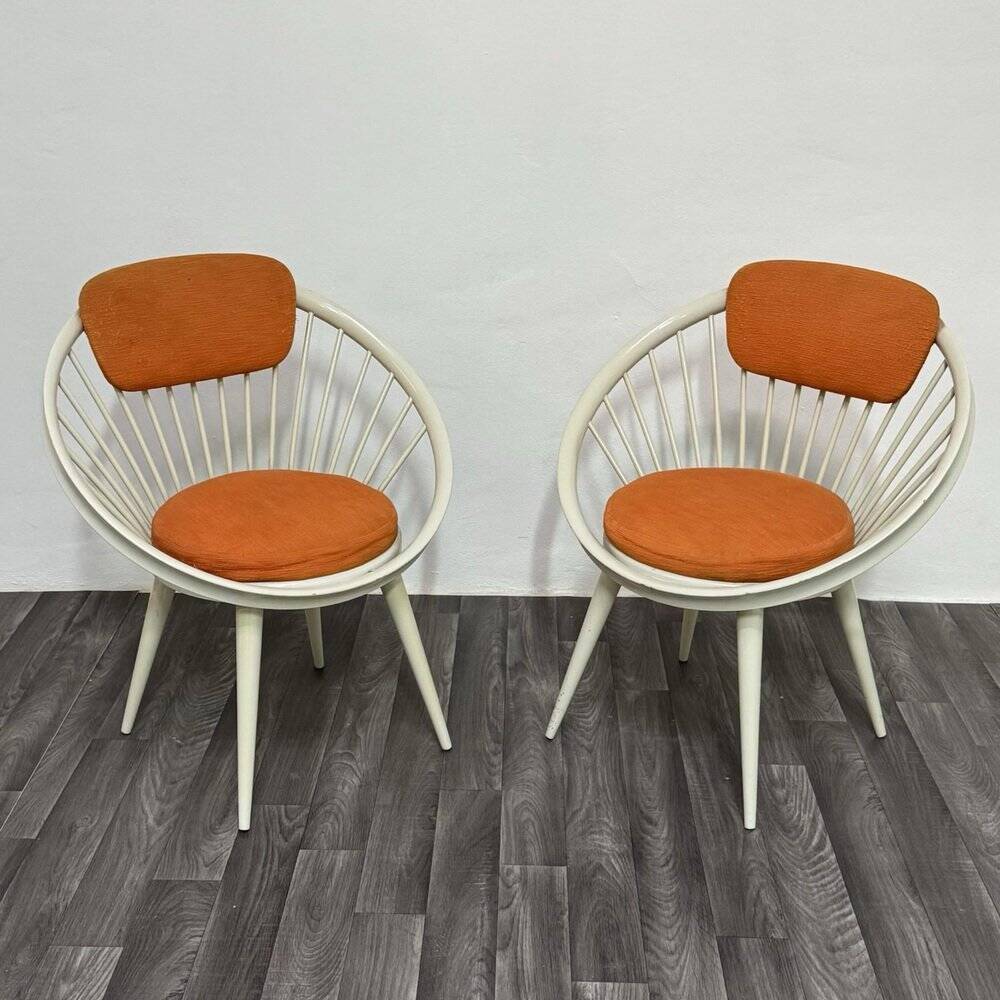 Scandinavian Circle Armchairs attributed to Yngve Ekström, 1960s, Set of 2