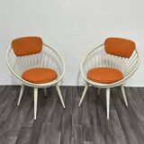 Scandinavian Circle Armchairs attributed to Yngve Ekström, 1960s, Set of 2