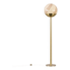 Venini Italian brass floor lamp with Murano swirl globe, Italy 1970s