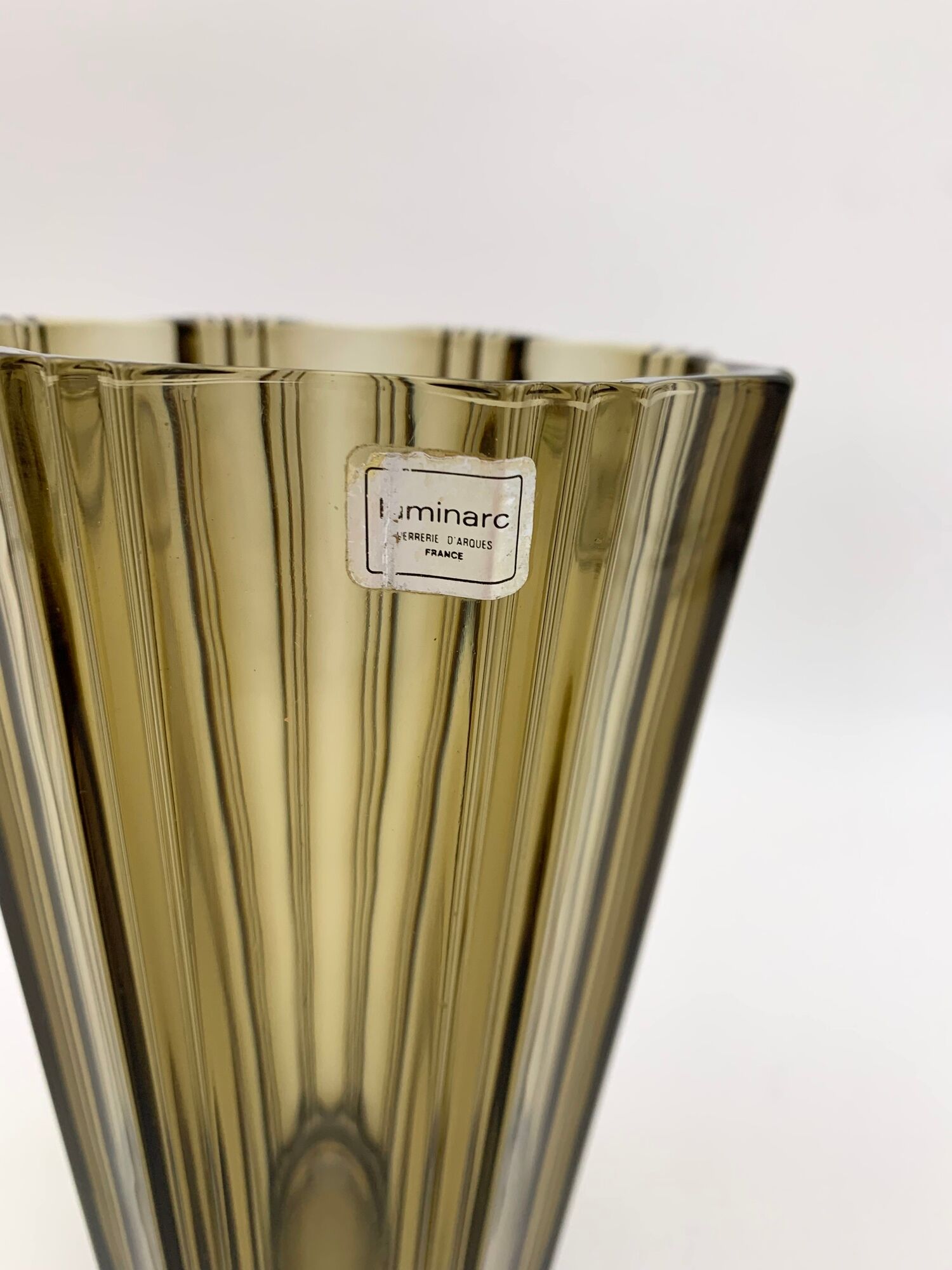 Vintage luminarc smoked glass vase, france - 1970s