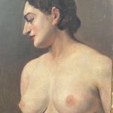 Portrait painting. Oil on canvas. Woman. Circa 30s.