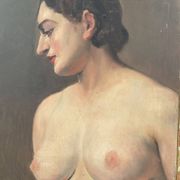 Portrait painting. Oil on canvas. Woman. Circa 30s.