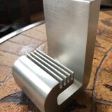 Pencil holder 1970 in cast aluminum signed Pierre Vandel for Pierre Cardin