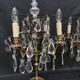 Pair of large electrified girandole candlesticks with crystal tassels