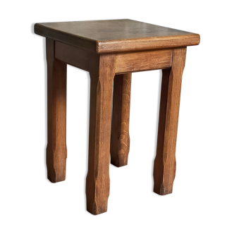 Stool in solid wood waxed oak rustic