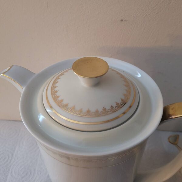 Service café-thé doré Lanternier Limoges, années 1950