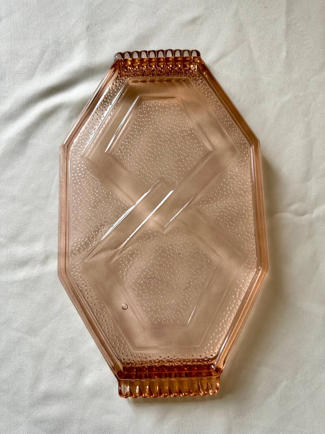 Ancien plat art déco en verre Rosaline