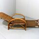 Chaise longue en rotin bicolore du milieu du siècle Années 1960