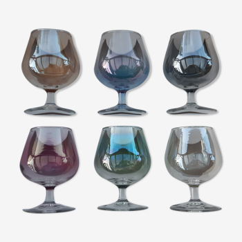 6 coloured Luminarc cognac glasses