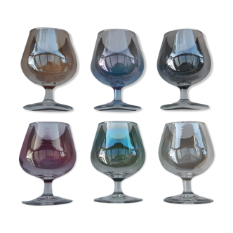 6 coloured Luminarc cognac glasses