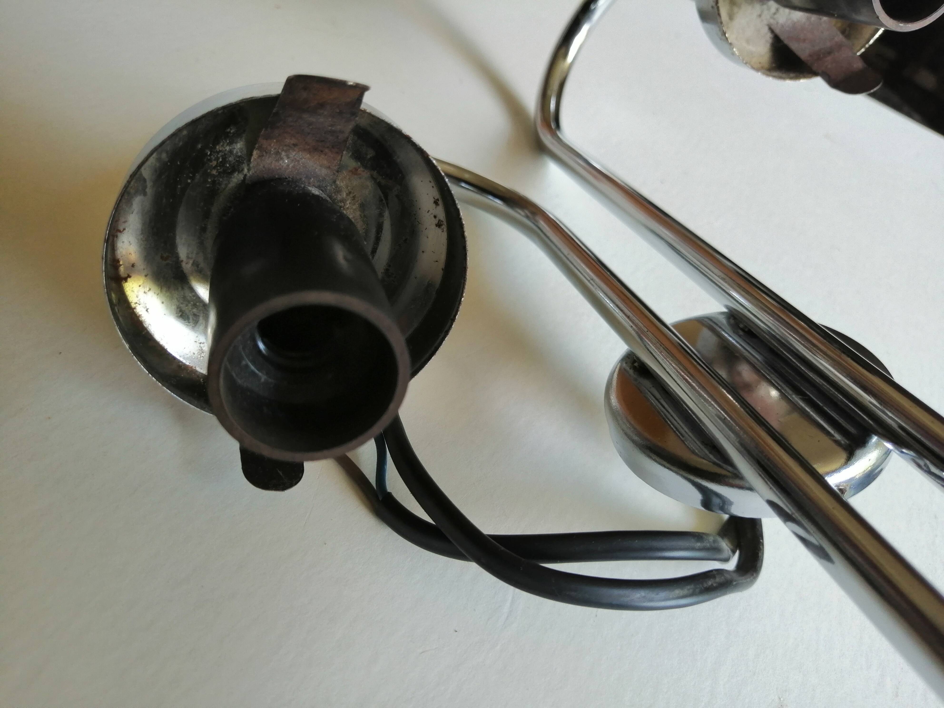 Double chrome and opaline 70 's slim design wall light