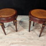 Pair of Louis XVI style stools with caned seats.
