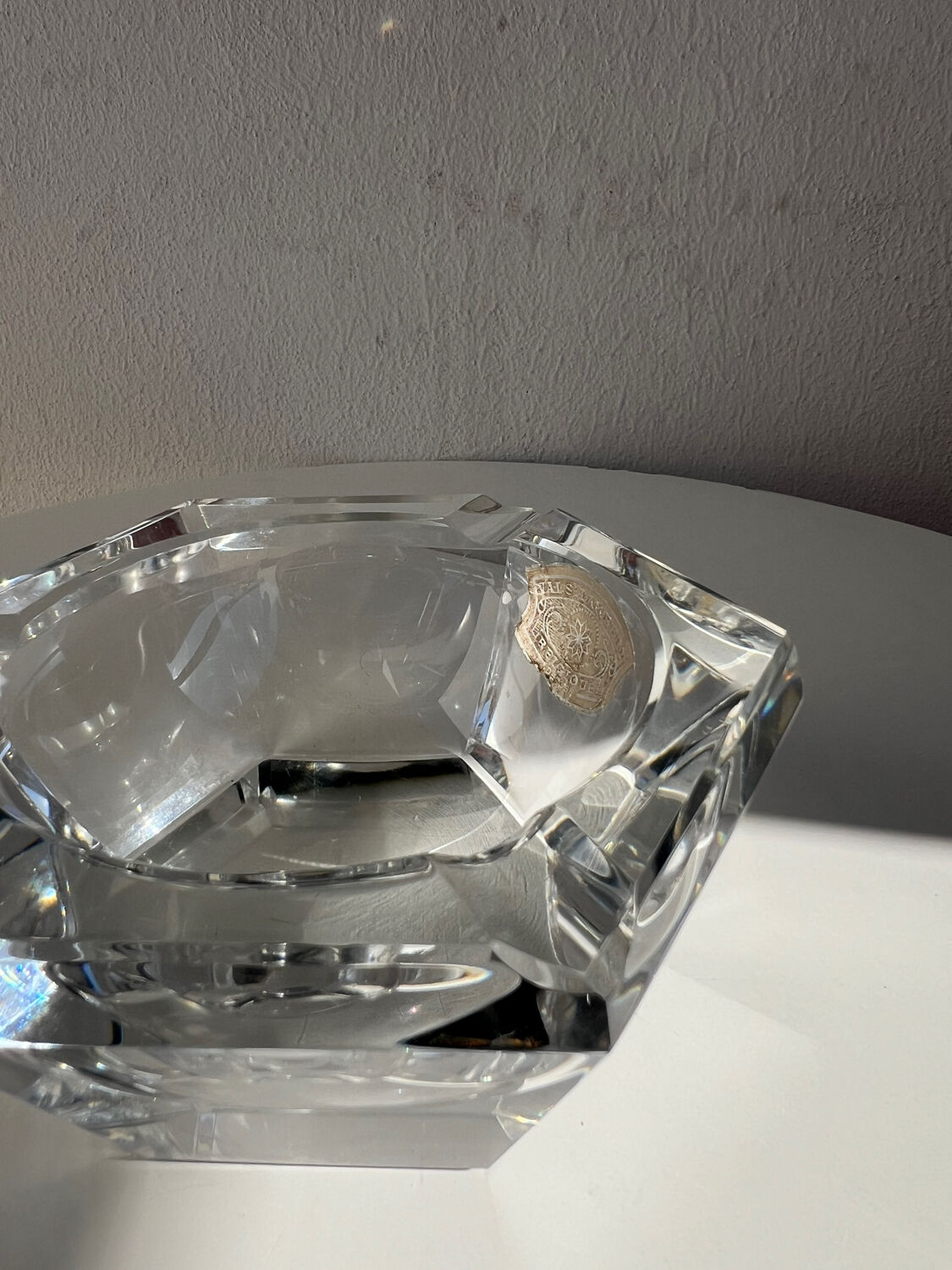 Val Saint Lambert crystal ashtray / pocket emptier