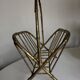 1960 magazine rack faux bamboo in beaten gold iron Italian craftsmanship