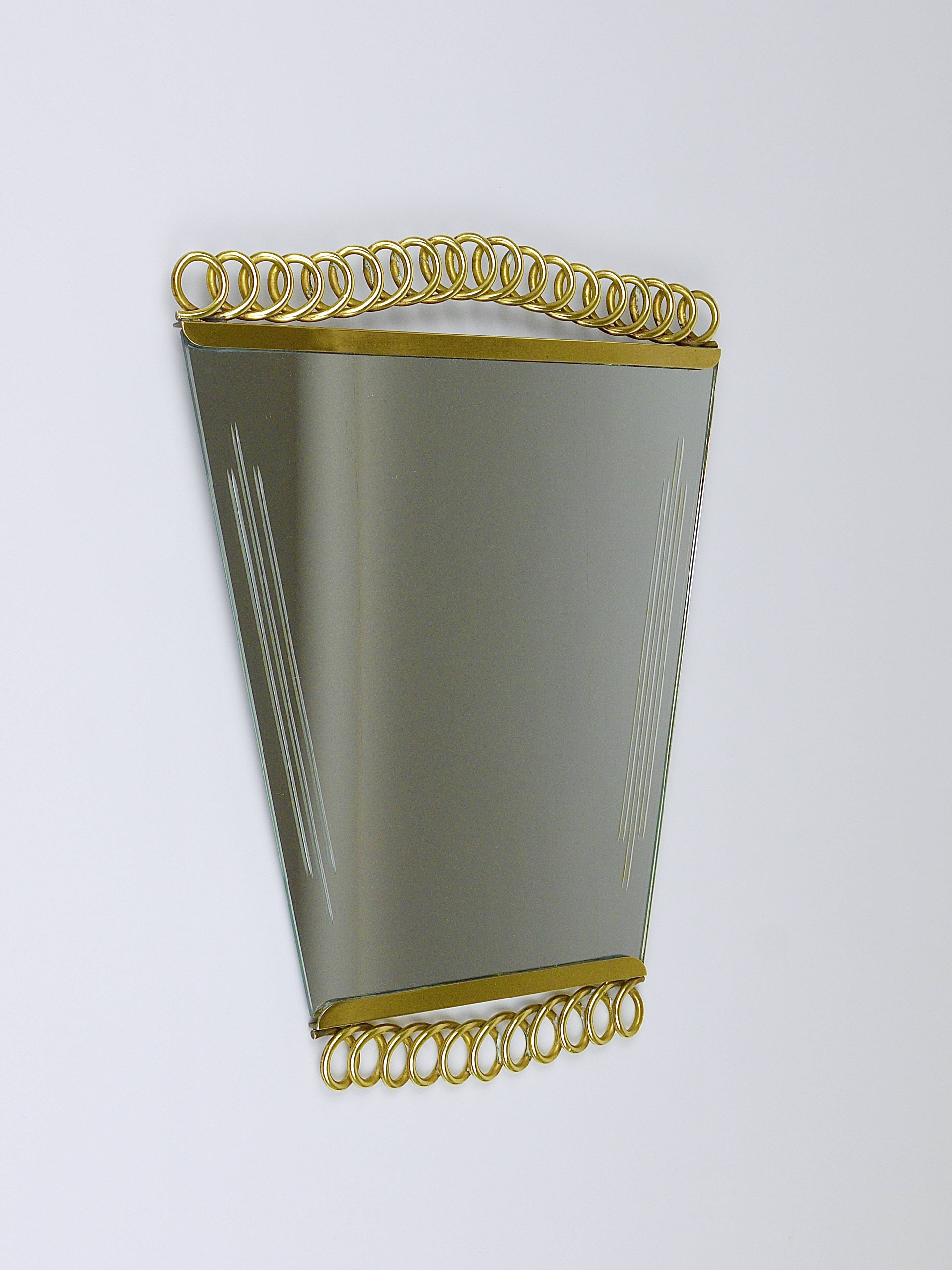 Josef Frank Attr. Mid-Century Brass Loop Wall Mirror, Austria, 1950s