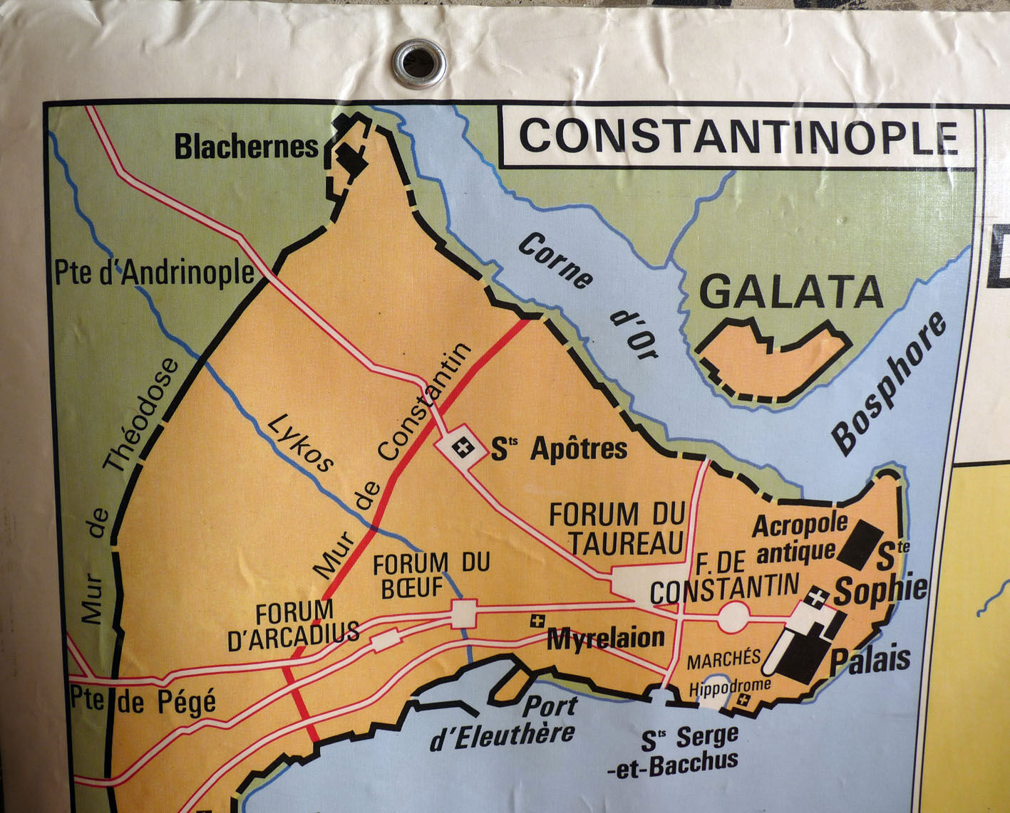 School map post vintage Byzantine Empire