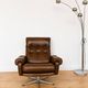 Vintage Danish mid-century brown leather swivel chair 1970s