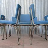 Set of 9 original Tubax chairs attributed to Willy Van Der Meeren, Belgium, 1950s