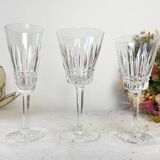 6 cut crystal red wine glasses, French