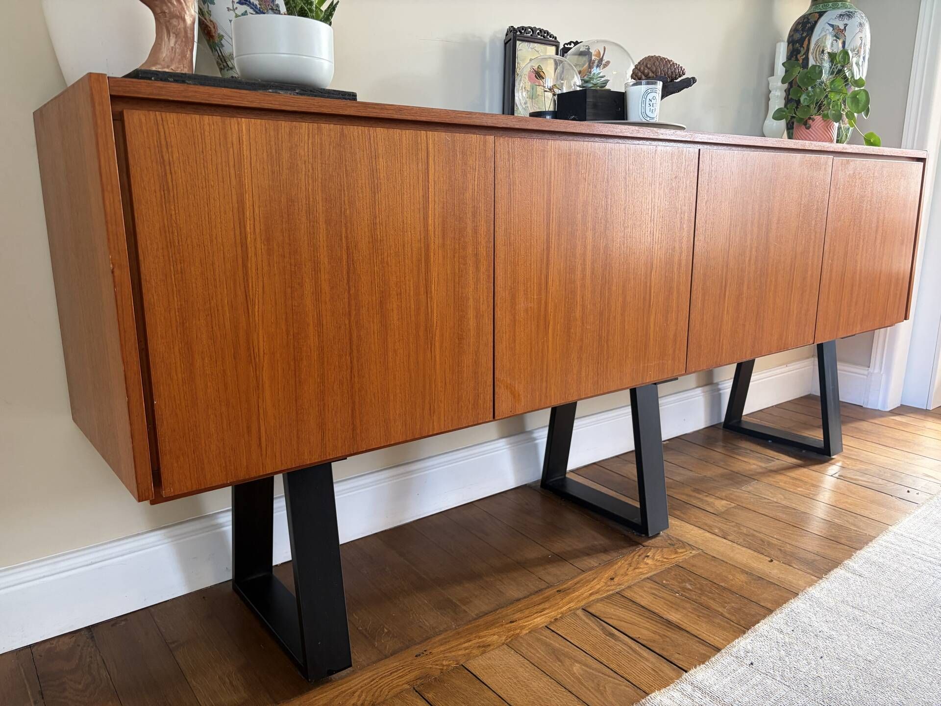 Vintage teak sideboard – Scandinavian style from the 60s/70s – 230 cm