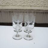 4 engraved transparent stemmed glasses by Baccarat