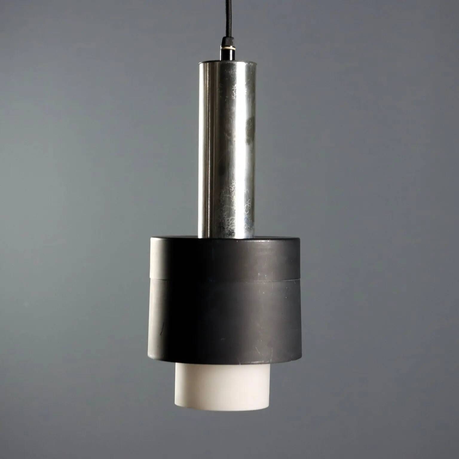 Vintage aluminium and glass chandelier, design, Italy, 1960s