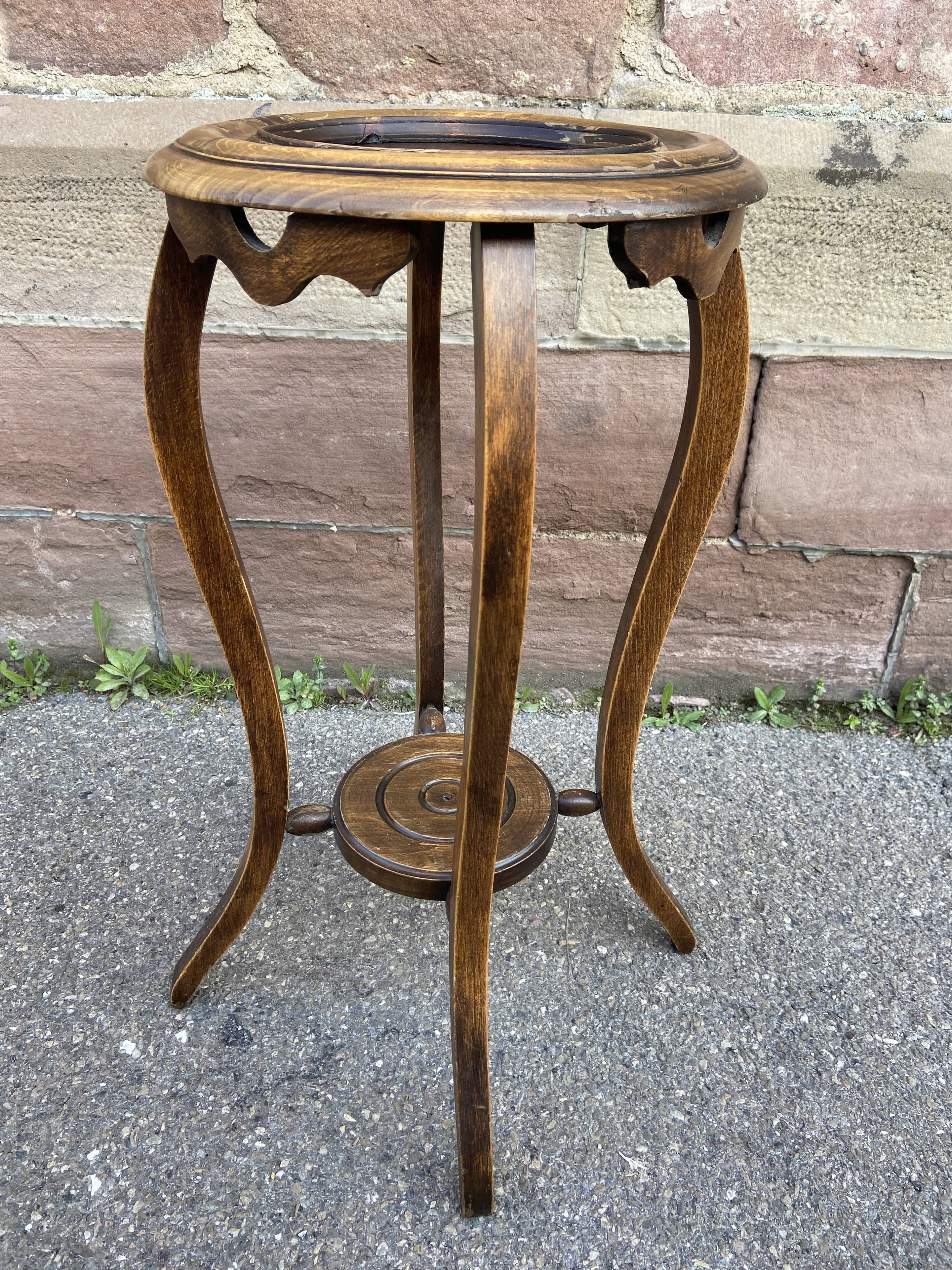 Antique French Art Deco pedestal table 1930s oak plant holder
