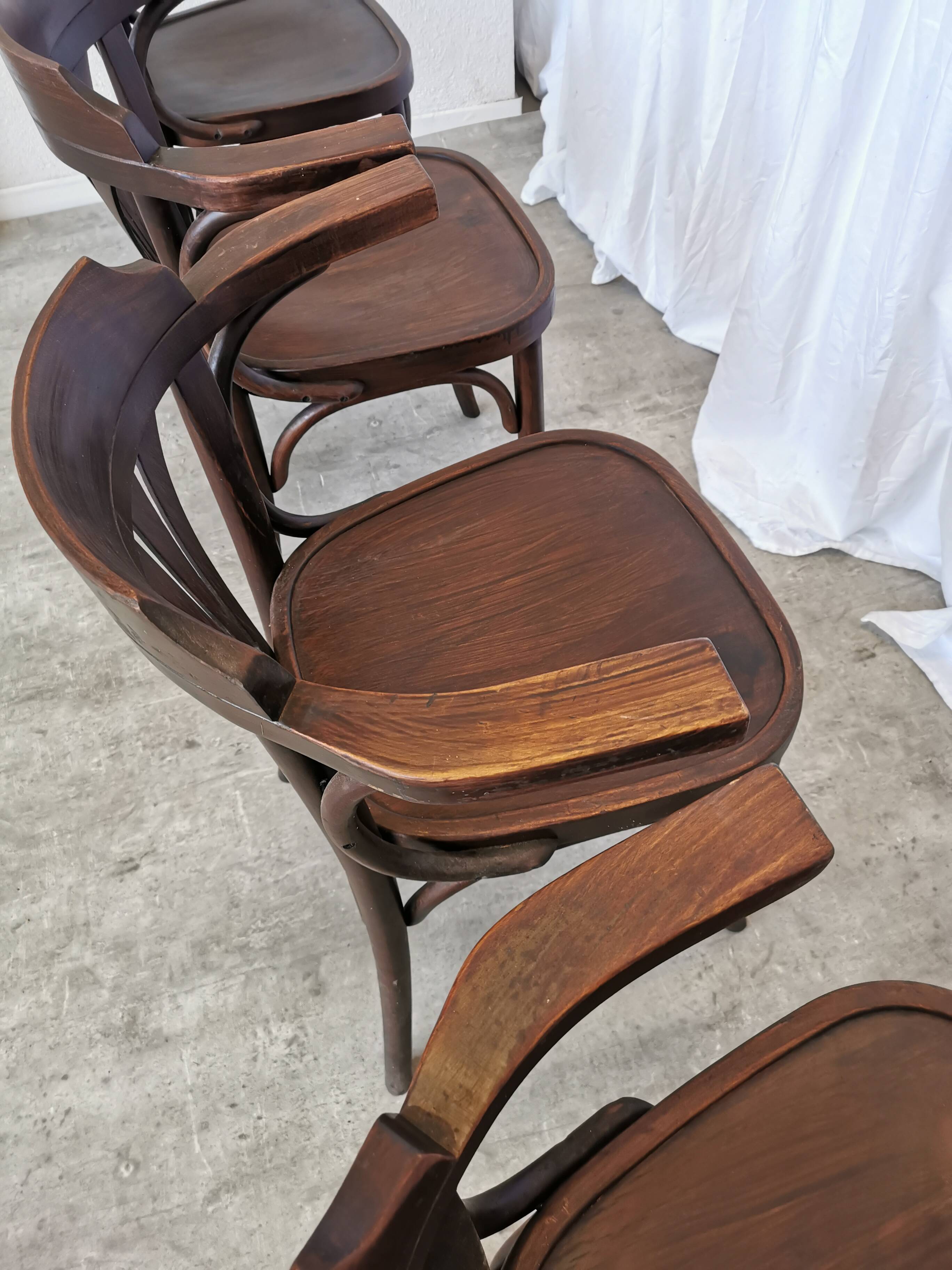 Set of 4 Vintage Bentwood Dining Chair: Mid-Century Thonet Style Armchair