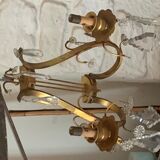 Art deco wall lamp with beveled stamps in gilded brass
