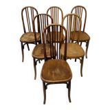 Set of six 20th century curved wooden chairs