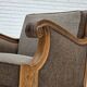 1950s, Danish armchair, furniture wool, solid carved oak wood.
