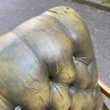 English Chesterfield olive green relax armchair