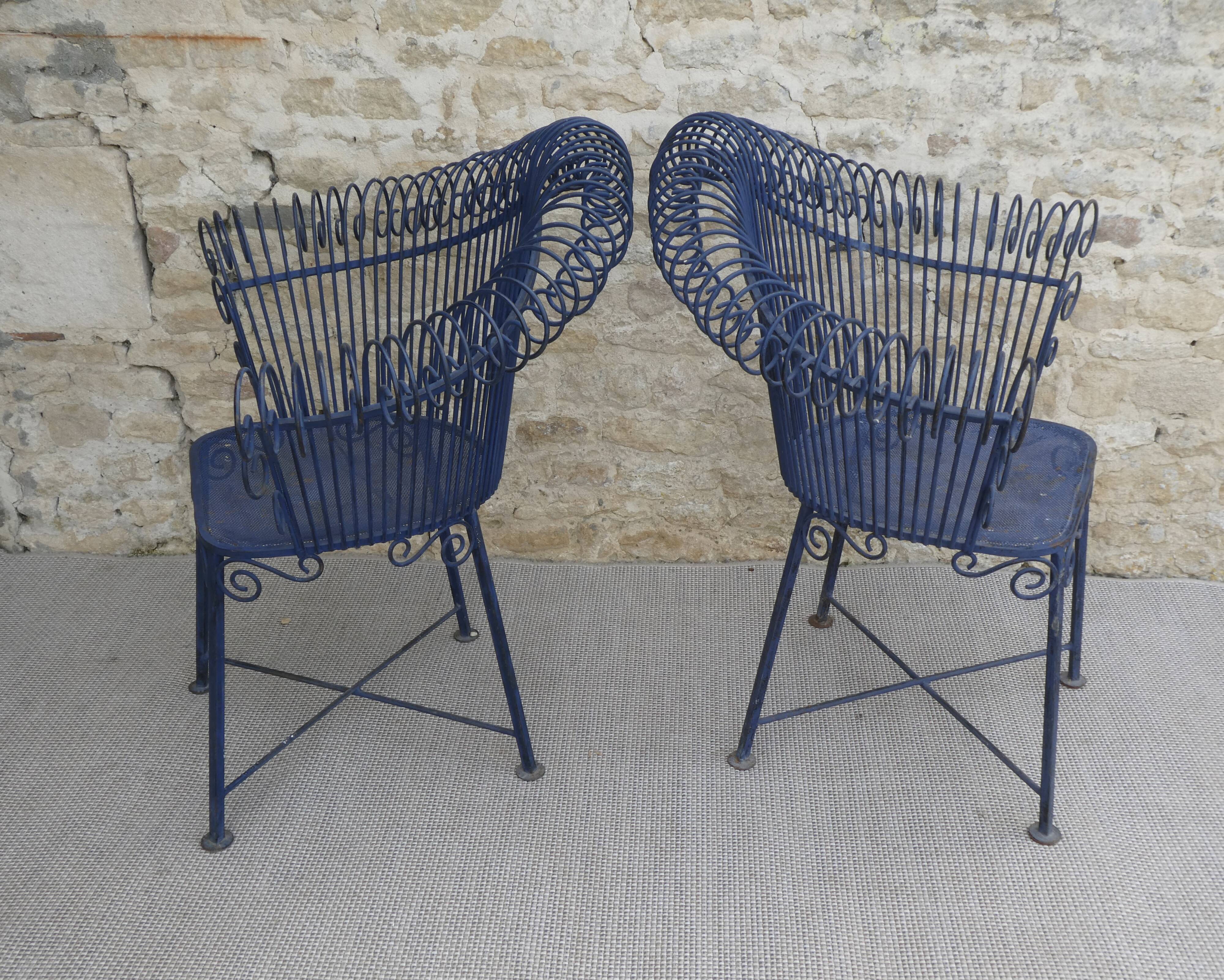 Pair of metal garden chairs