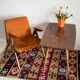 Antique mid-century coffee table, vintage, hand-painted beech wood, Germany, 1960s.