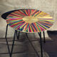 Round coffee table in straw marquetry