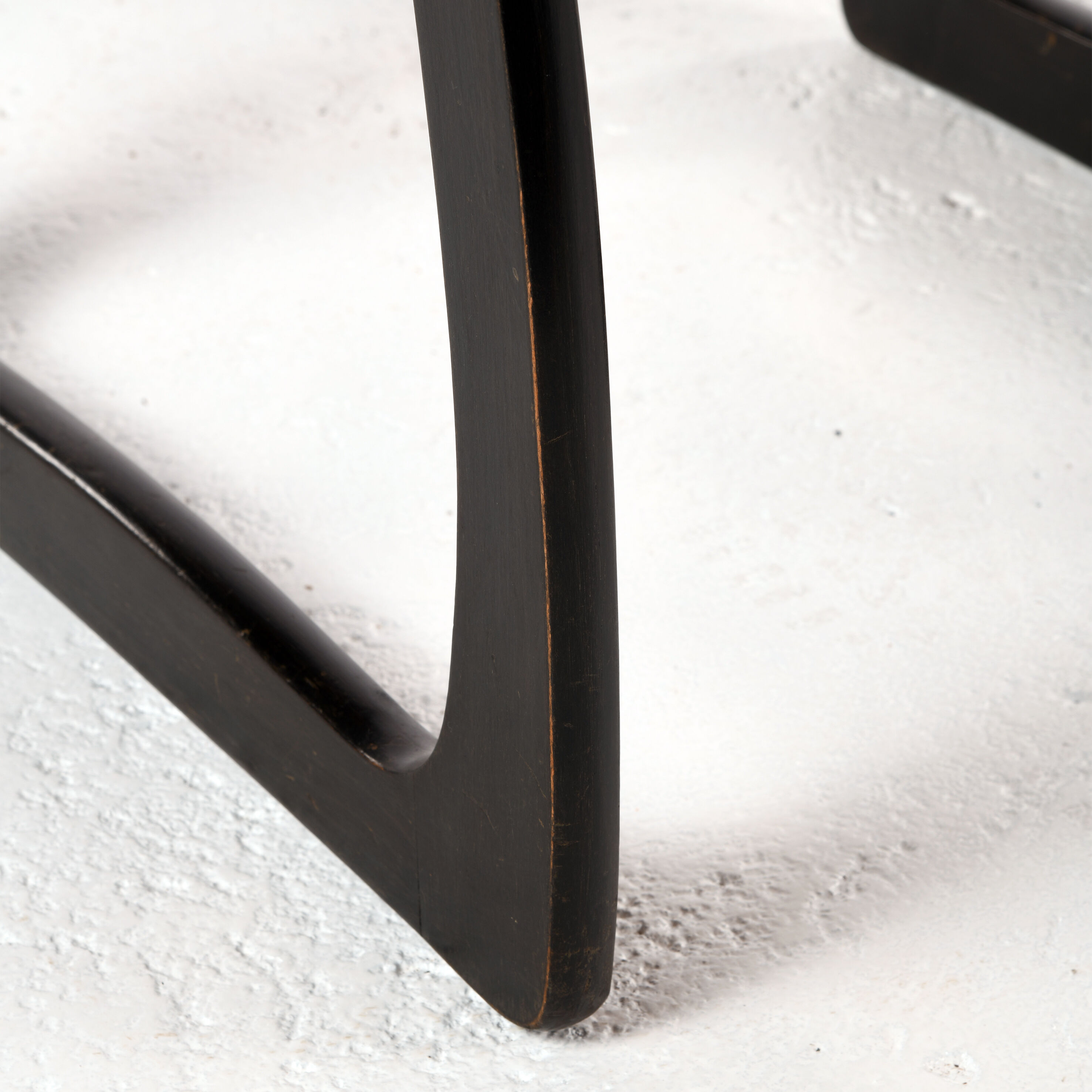 Set of 4 vintage wood and skai sled chairs