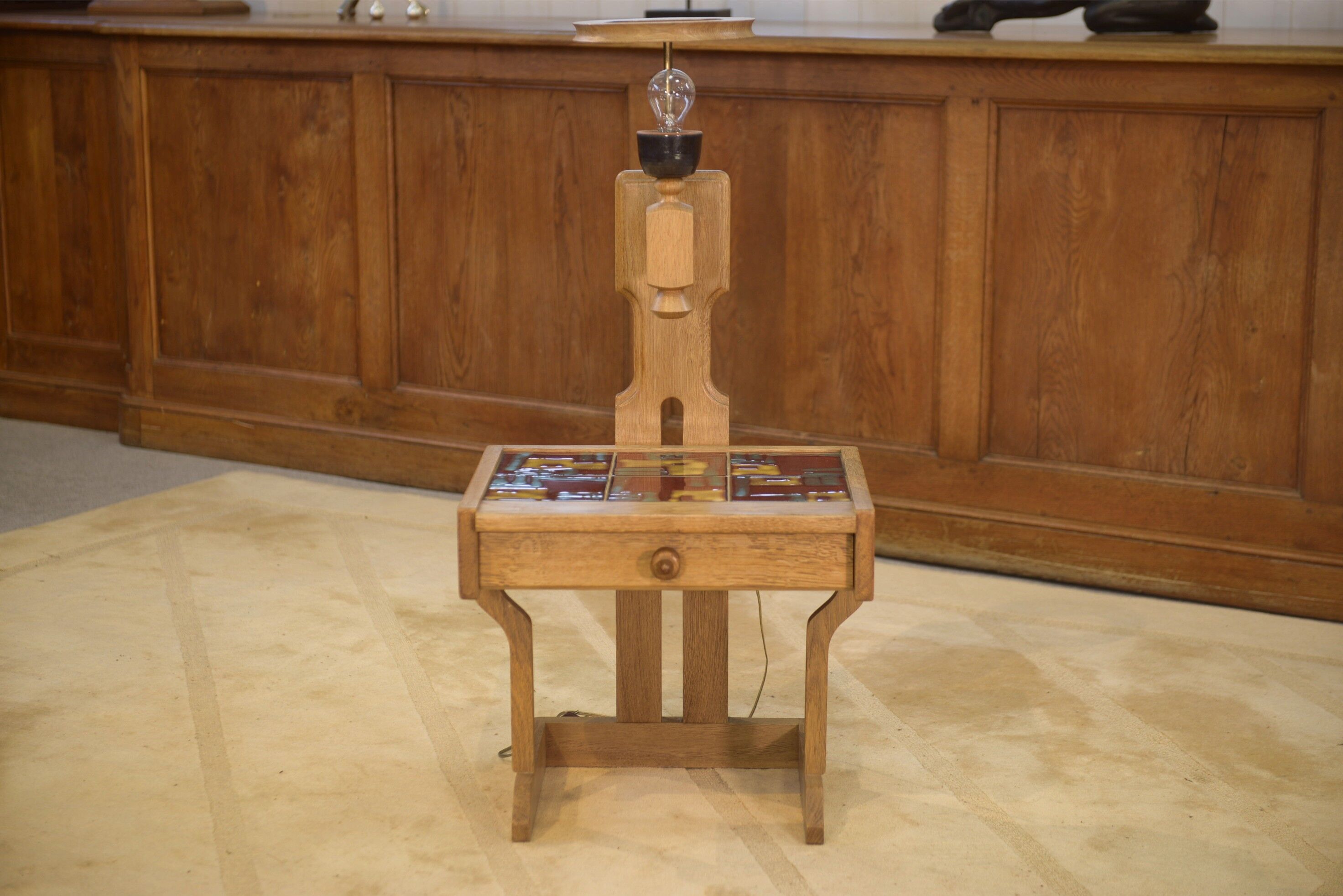 Oak bedside table by Guillerme and Chambron for Your House 1950s