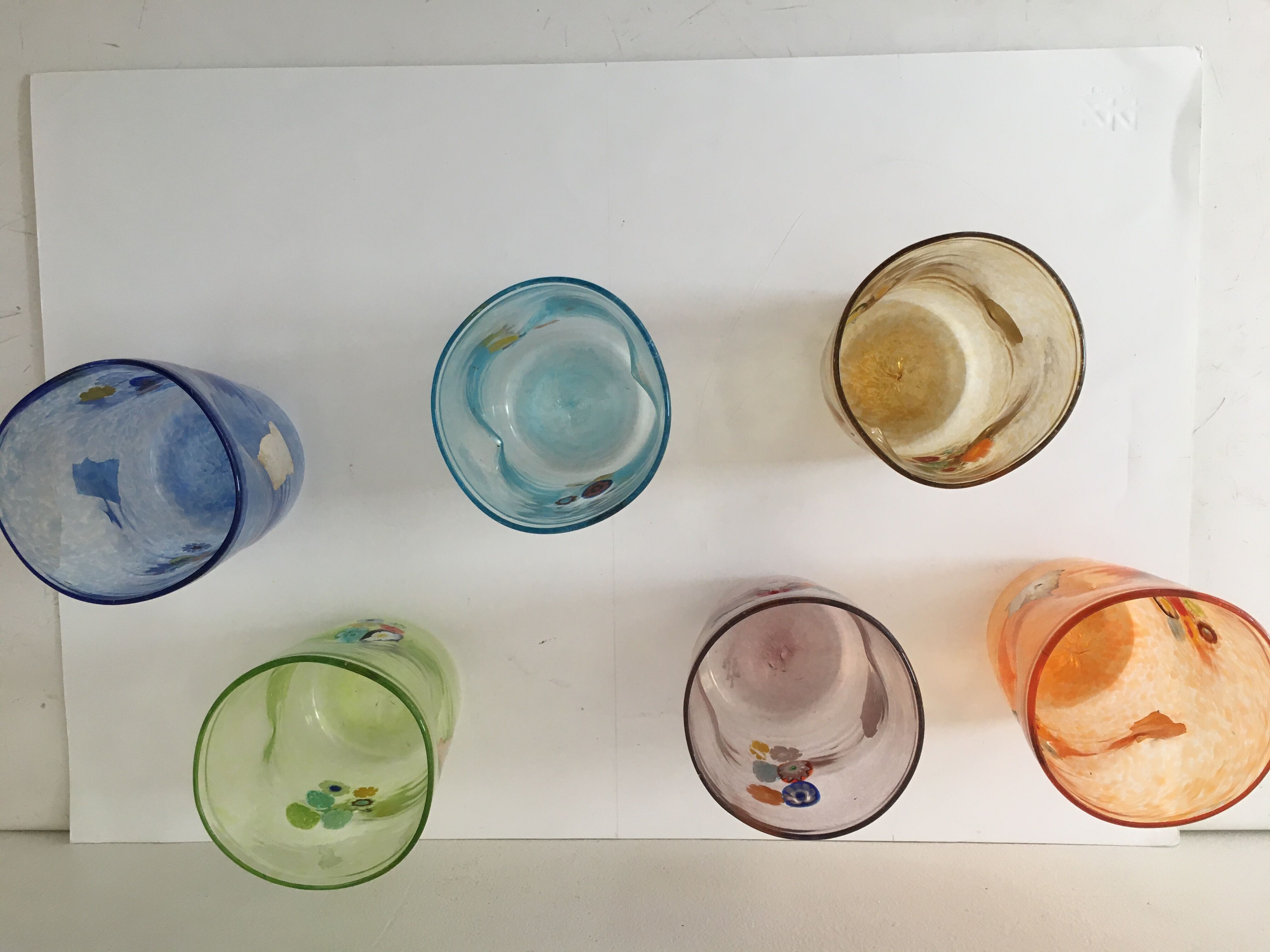 Service of 6 Murano glasses water "goto" "murrisa" in Murano glass unique piece