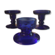 Série de 3 bougeoirs vintage années 70 en verre bleu