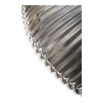 Suspension verre strié holophane art déco 1930