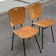 2 workshop chairs in wood and black steel, 1950s