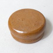 Old small individual butter dish in vintage stoneware