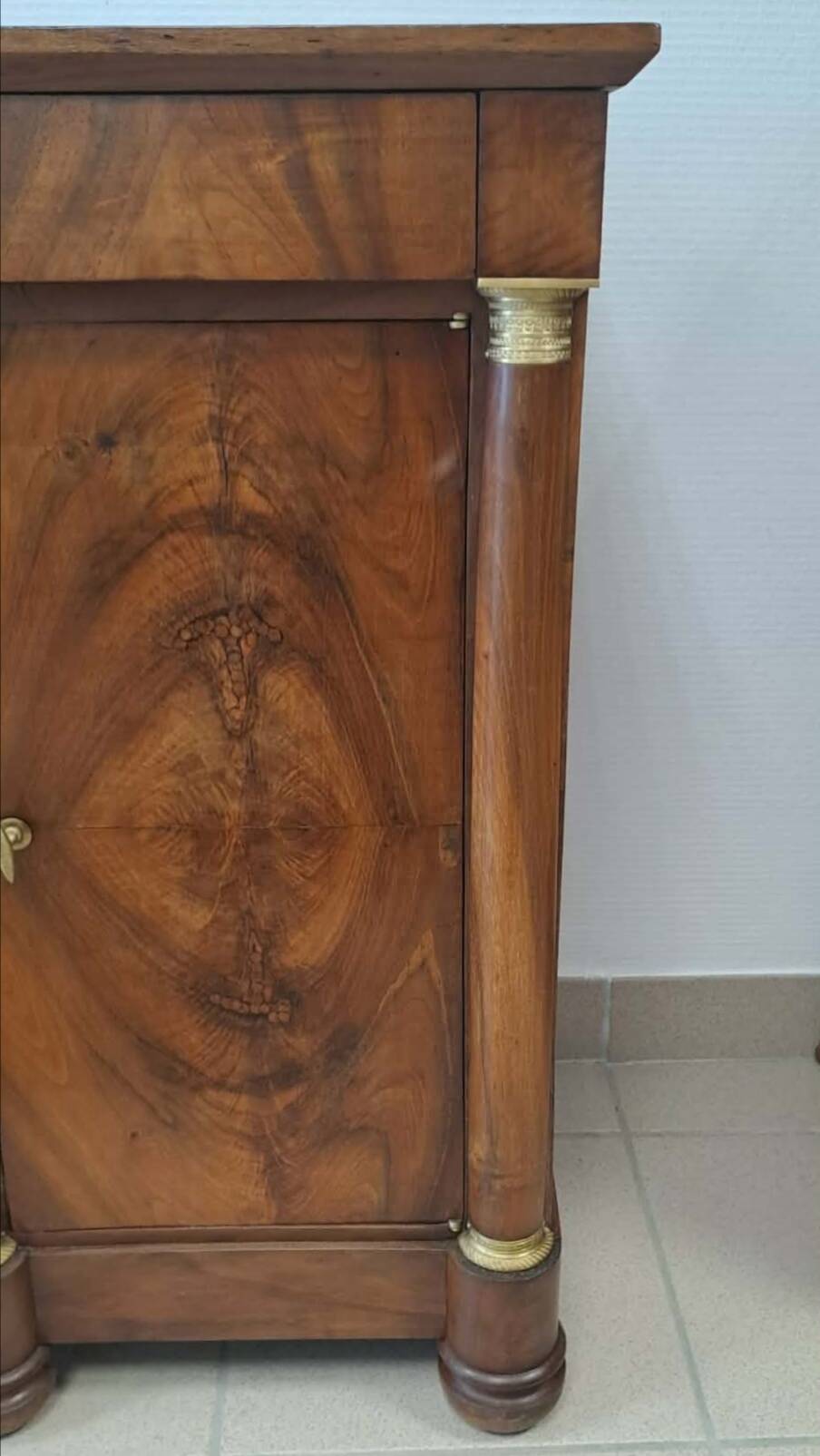 Empire-style bedside table in walnut