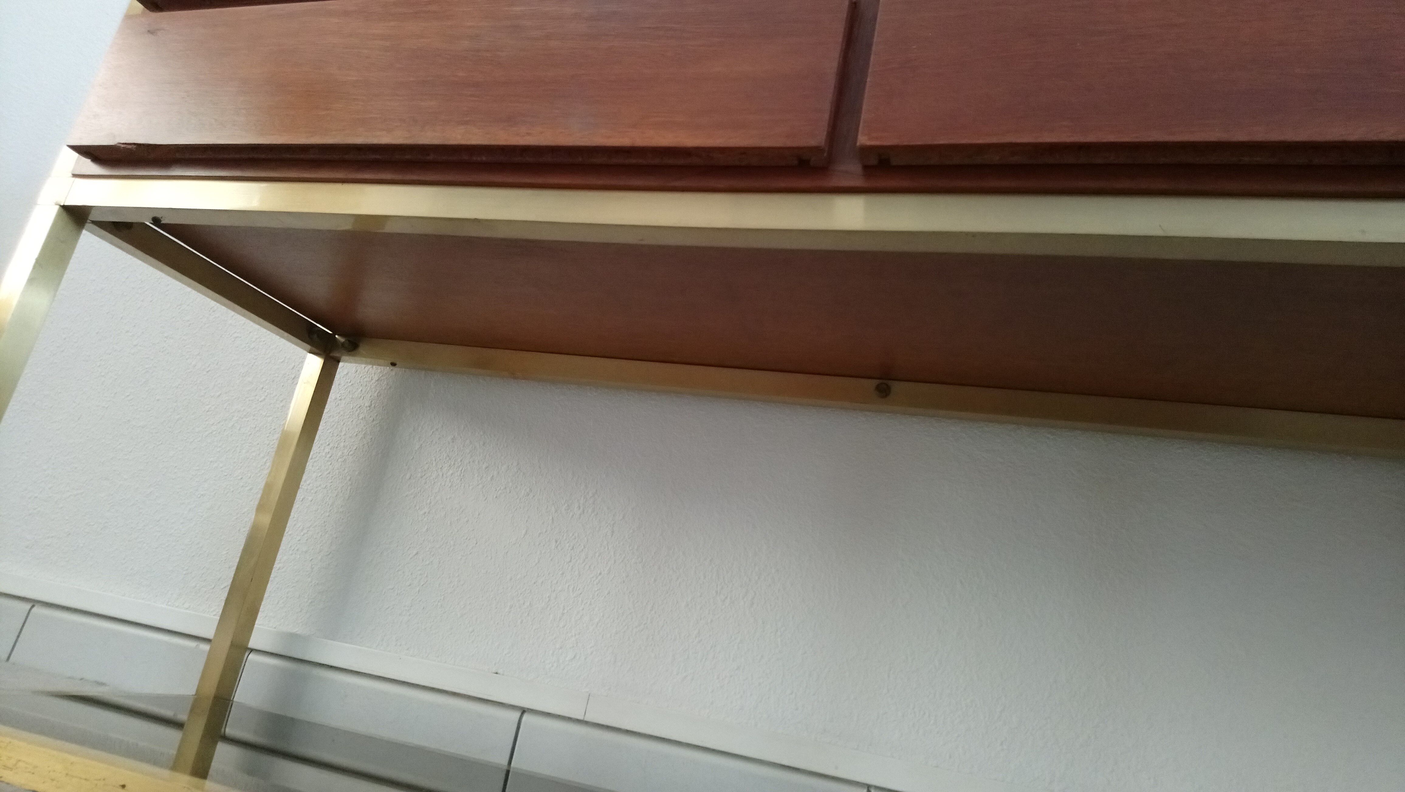 Console à tiroirs en laiton et bois années 70