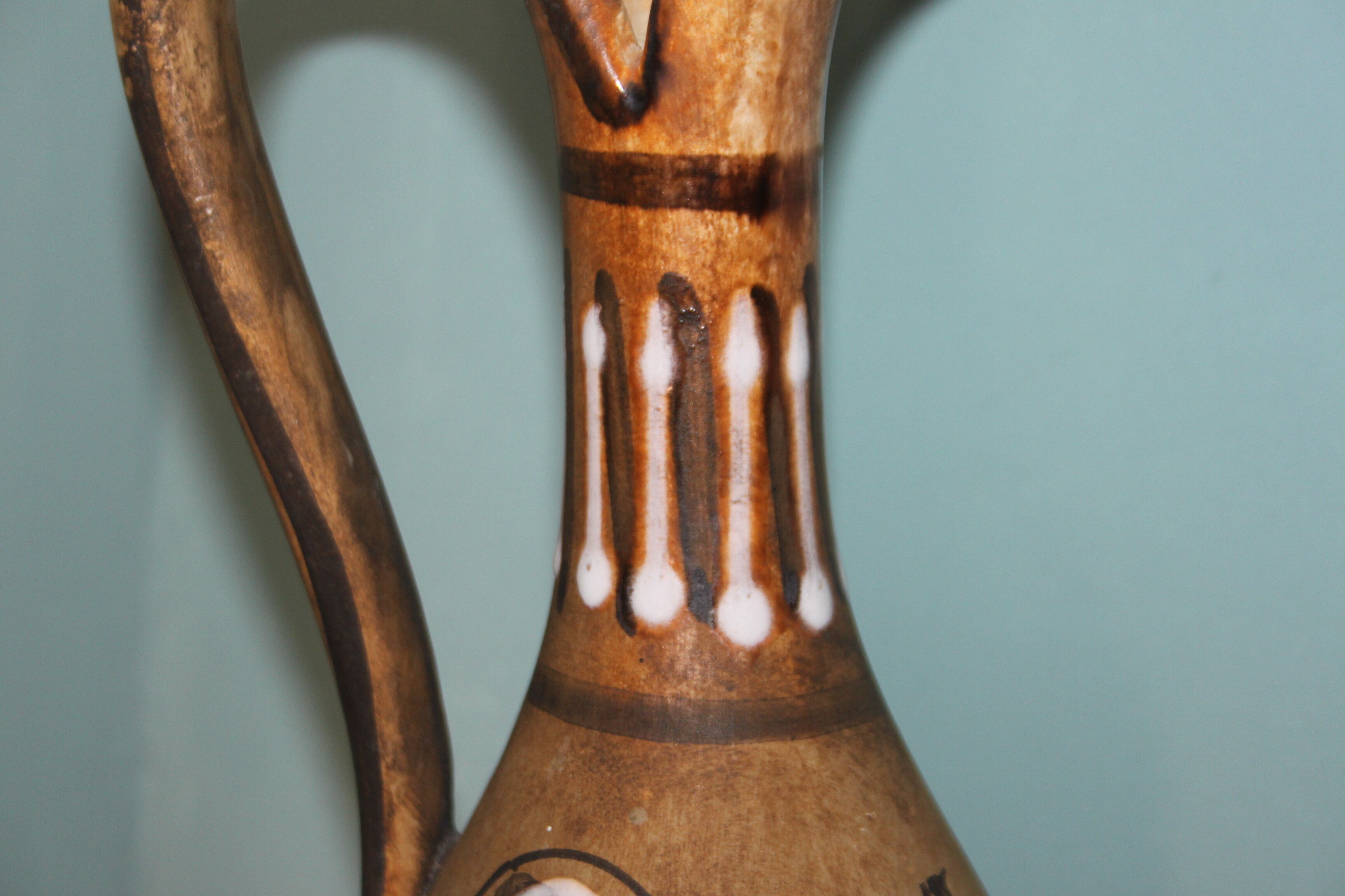 Vintage ceramics from Vallauris. Aiguière of the years 70. Signed Santi.