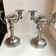Duo of 3-spoke brass candlesticks art deco 30s