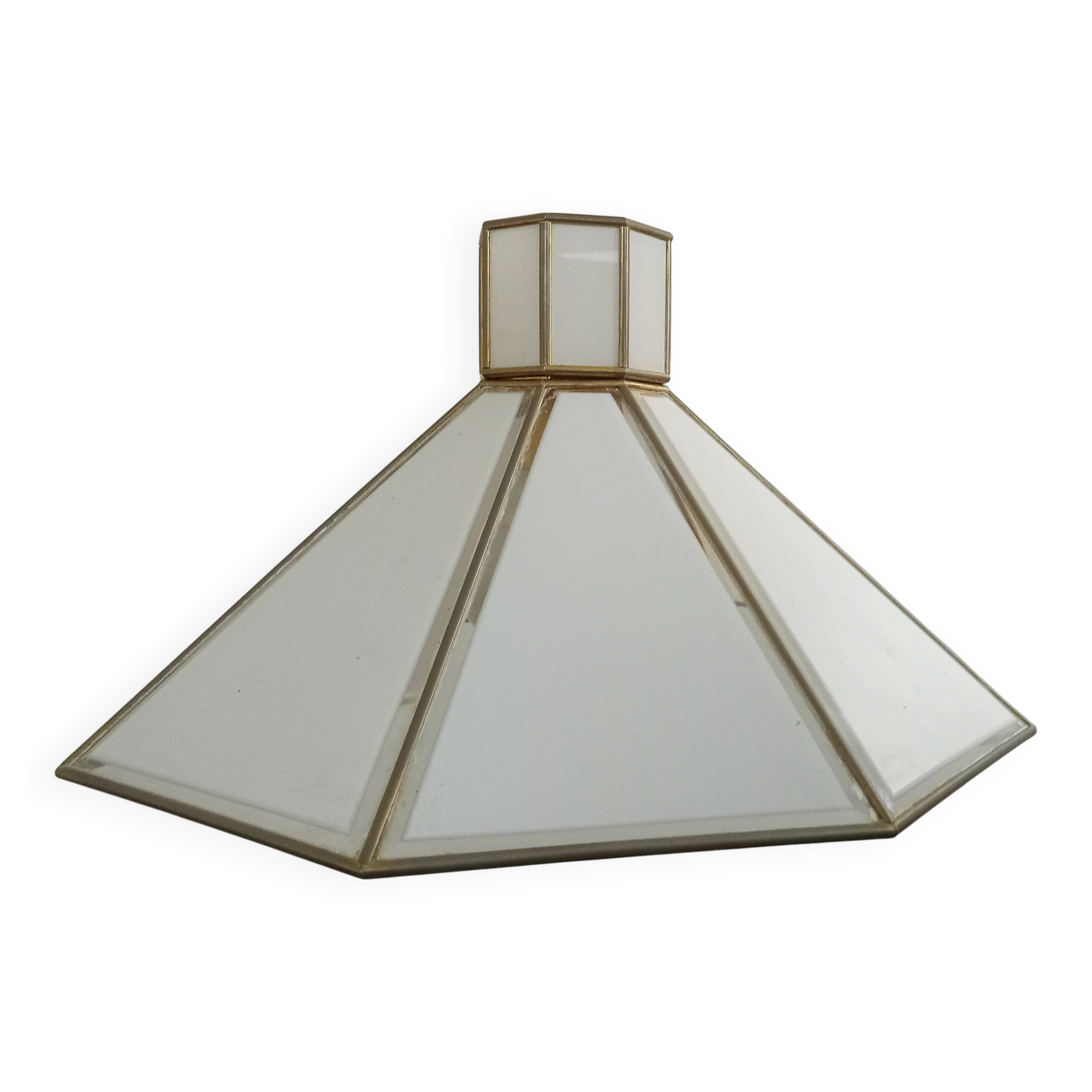 White glas ceiling lamp attr. by jean claude mahey