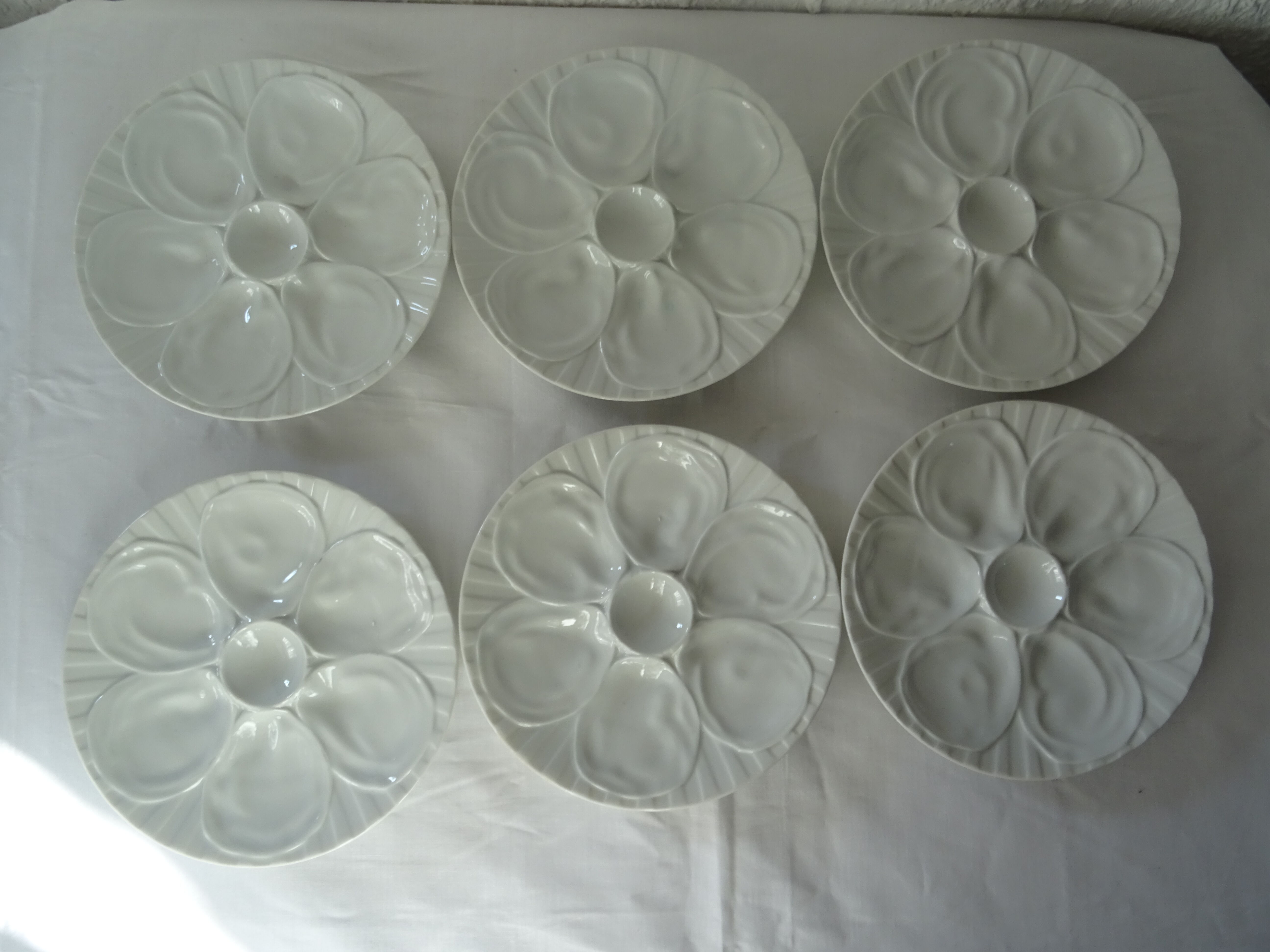 6 white oyster plates 470112 Charles Pillivuyt antique porcelain