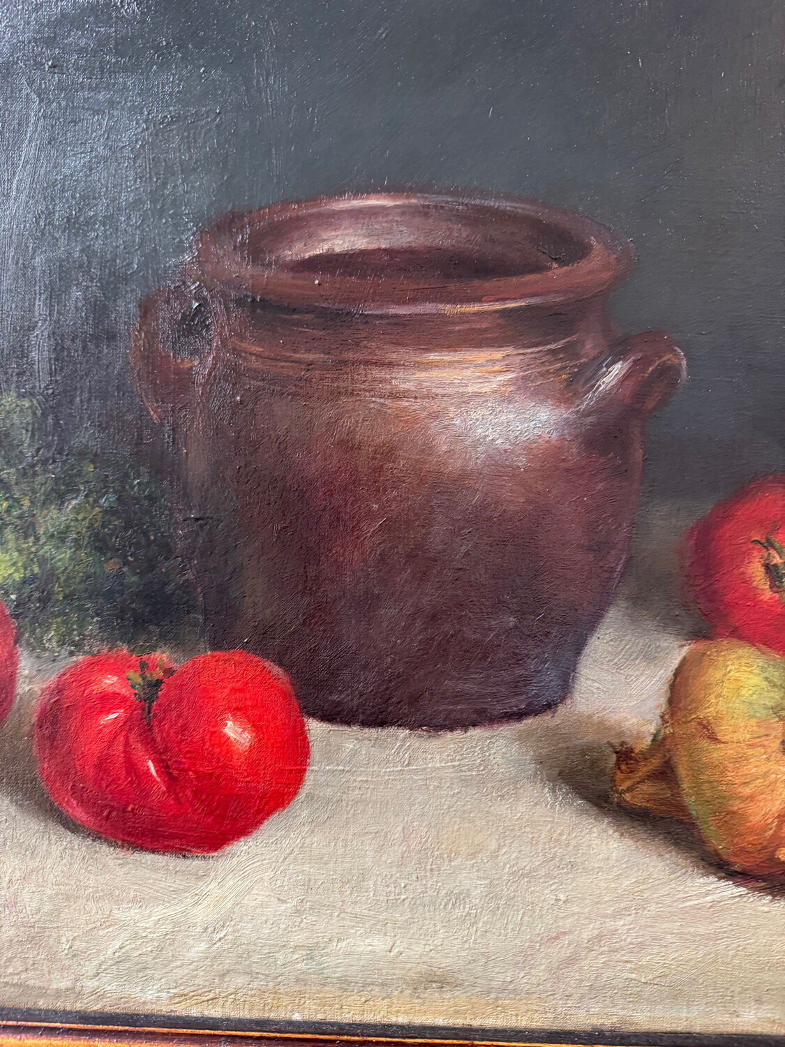 Still life painting in oil on canvas, antique.