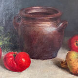 Still life painting in oil on canvas, antique.